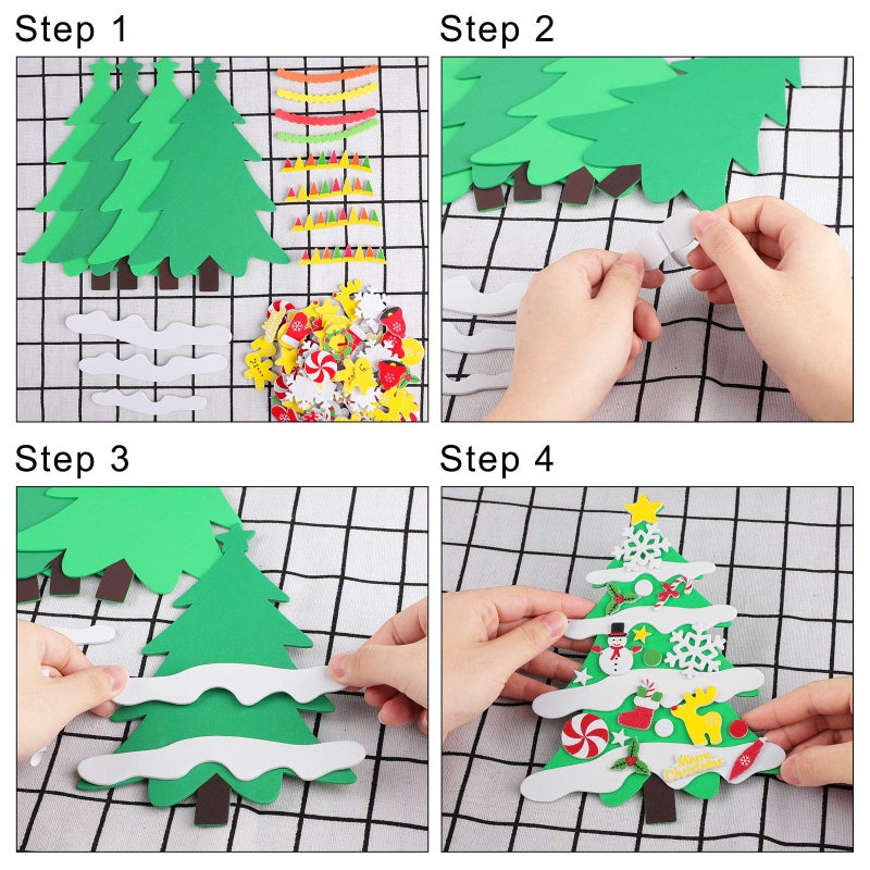 Elcoho 24 Kits DIY Foam Christmas Tree Foam Crafts Xmas Party Favors Christmas Stickers for Making Craft Xmas Tree Fun Home Activities - Image 5
